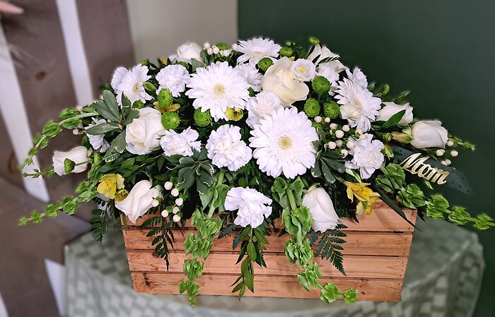 White and Green Casket Spray