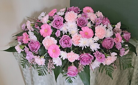 Pink Lavender &amp; White Casket Spray