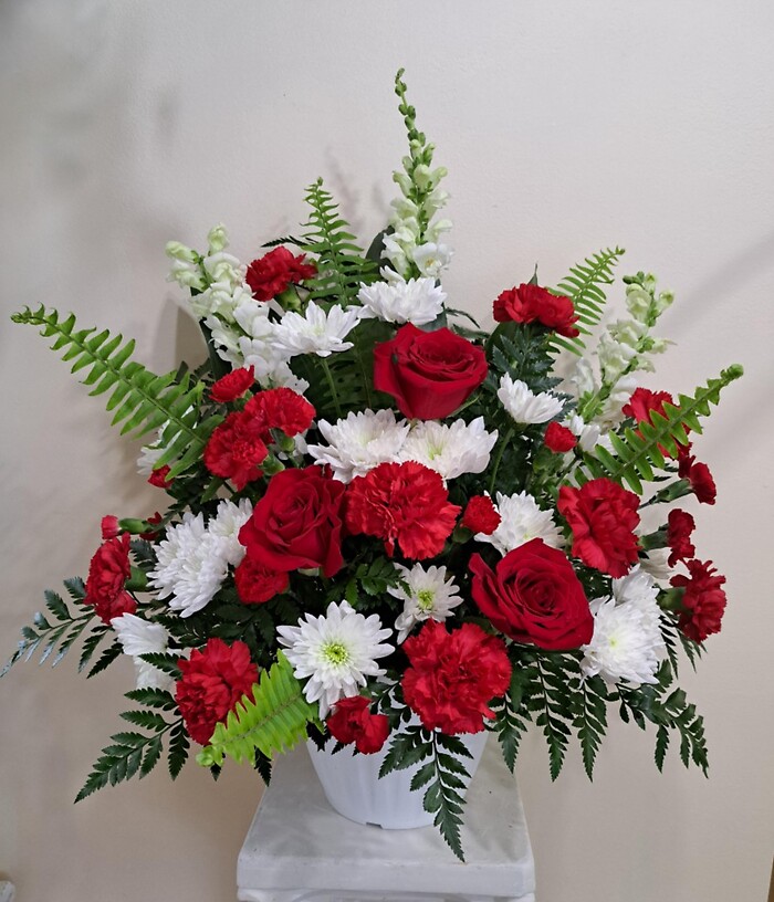 Floral Tribute in Red and White