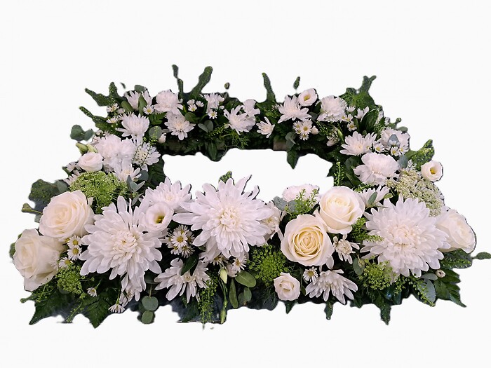 Square Urn Wreath in White