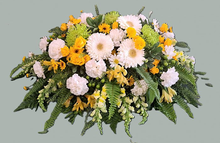 Yellows & Greens Casket Spray
