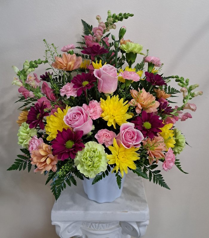 Floral Tribute with Pink & Yellow Mix