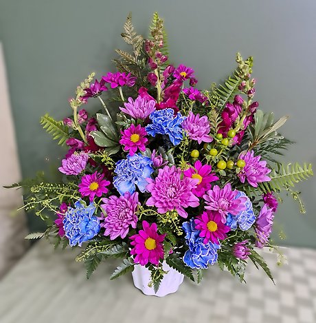 Floral Tribute in Blue & Purple